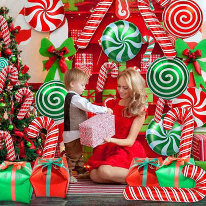 Candy Cane Christmas Foil Balloons