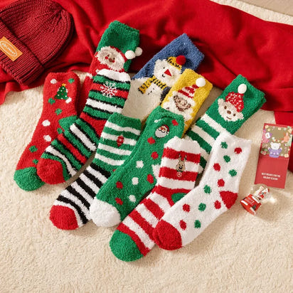Cartoon Christmas Fleece Socks
