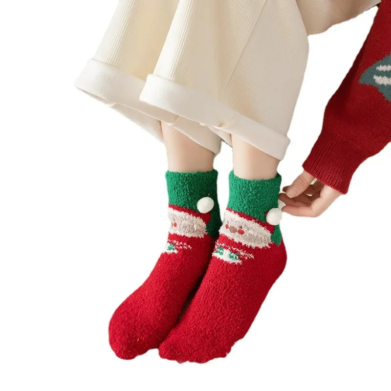 Cartoon Christmas Fleece Socks