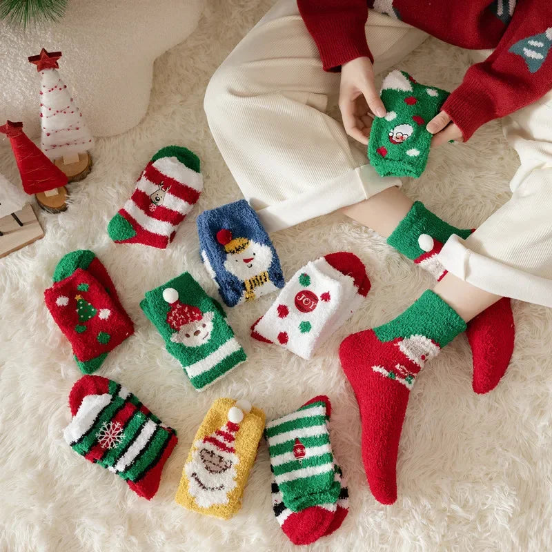 Cartoon Christmas Fleece Socks